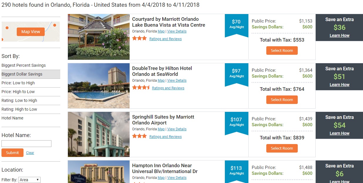 Travel Savings Card Hotels In Orlando