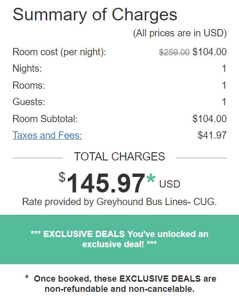 a screenshot of a hotel receipt