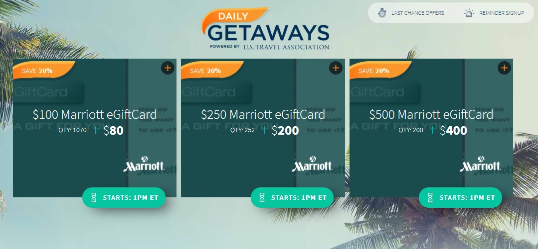 Daily Getaways Marriott Gift Cards