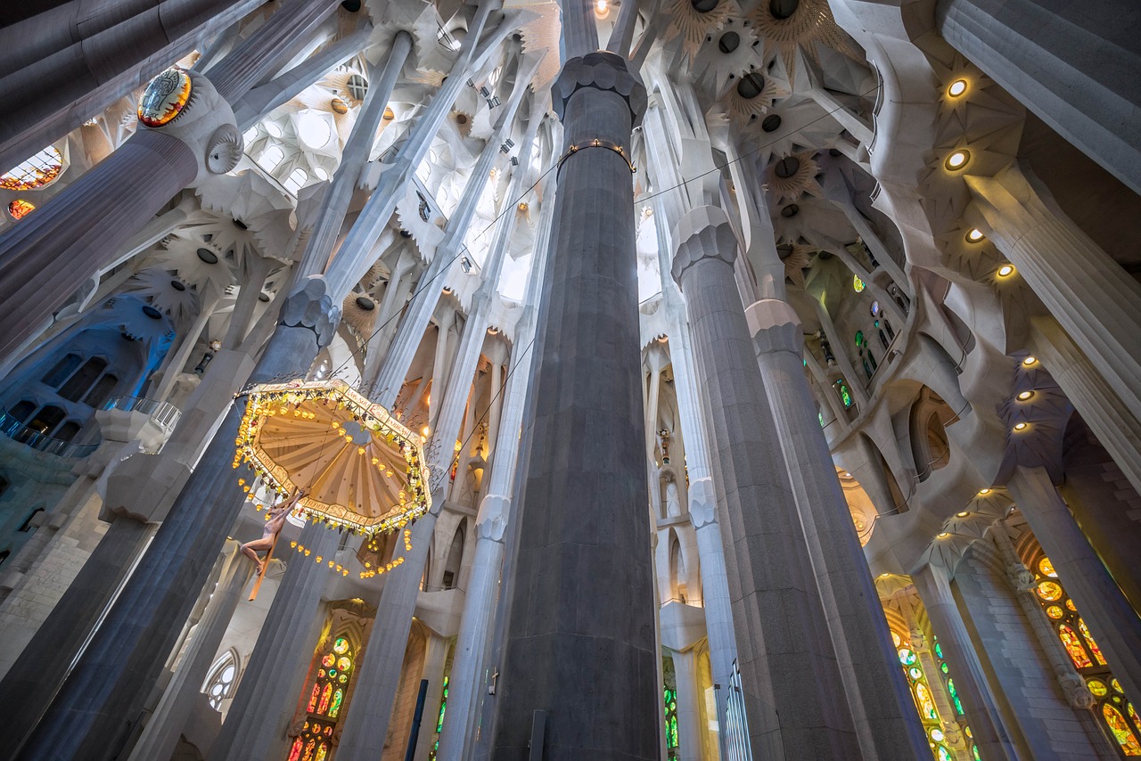 a tall columns in Sagrada Família
