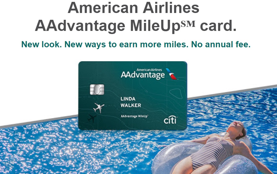 a credit card with a person floating in a pool