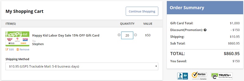 GiftCardMall Happy Gift Cards 20+ Cards