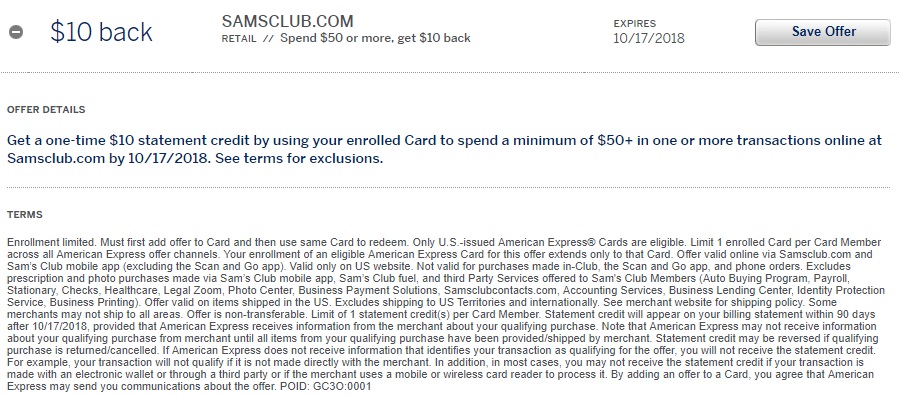EXPIRED) Sam's Club Amex Offer: Spend $50, Get $10 Back