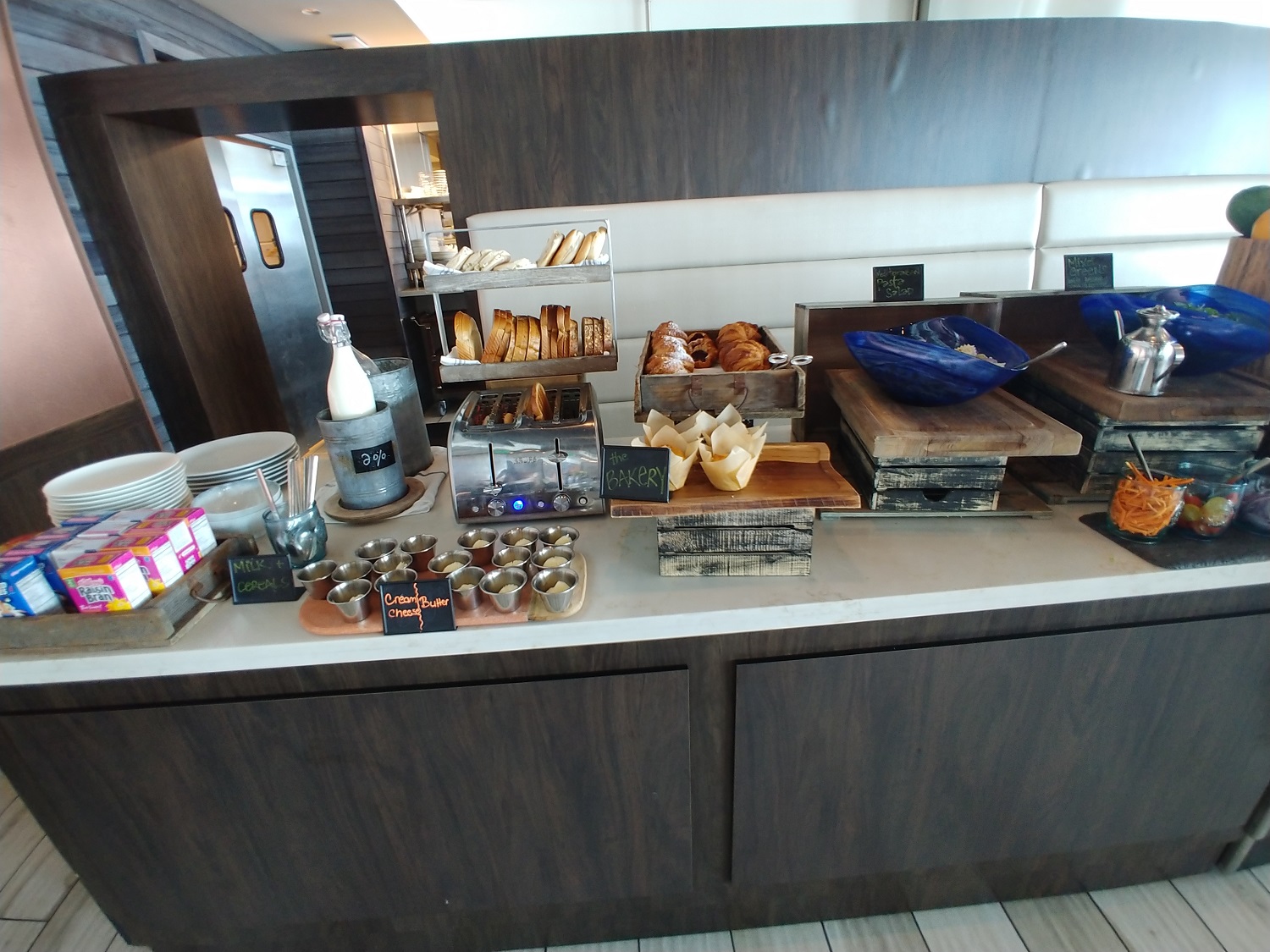 a buffet with bread and pastries
