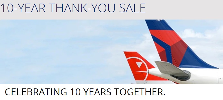 Delta 10 Year Thank You Sale