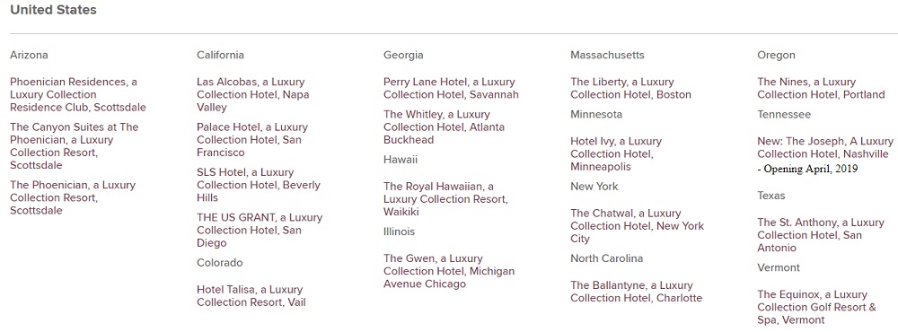 List of The Luxury Collection Hotels & Resorts