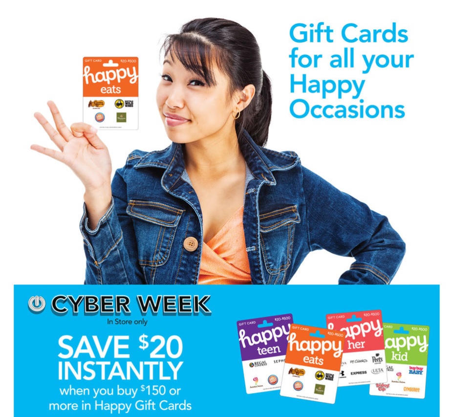 a woman holding up a gift card