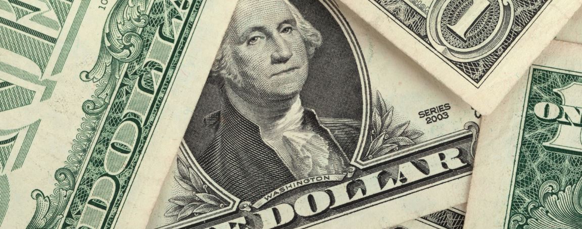 close-up of a dollar bill