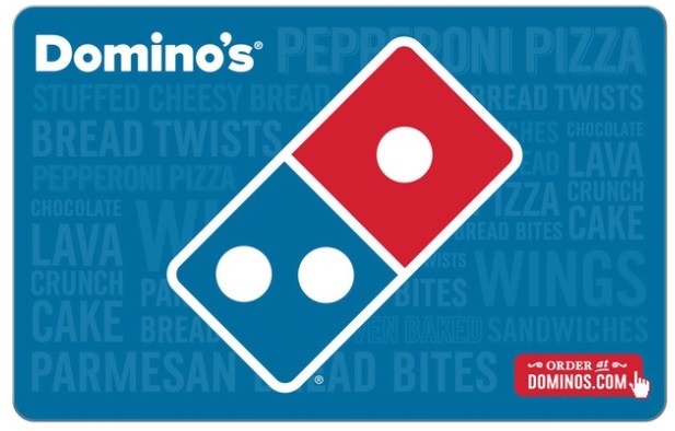a blue and red dominoes card