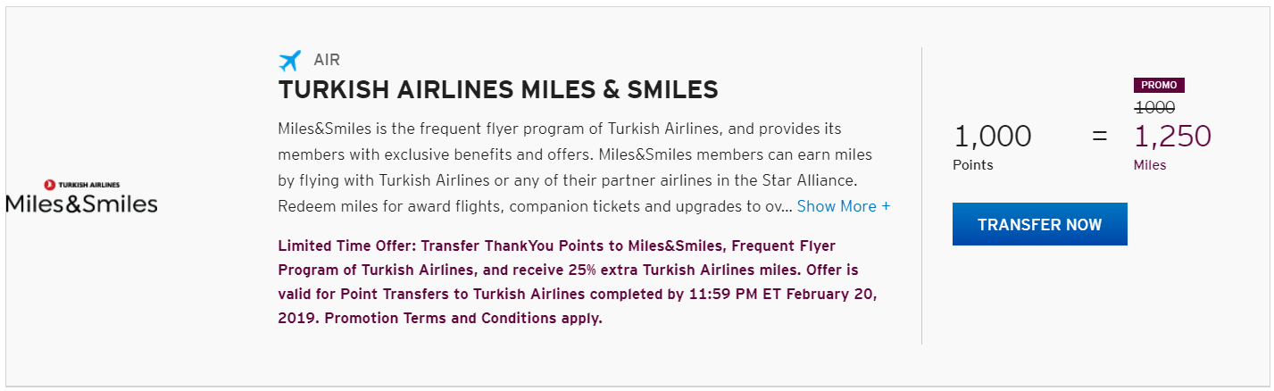 Citi Turkish Miles & Smiles transfer bonus