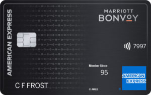 a black credit card with white text and a logo