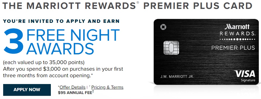 Marriott Premier Plus Credit Card Signup 3 Free Nights 35,000 Points