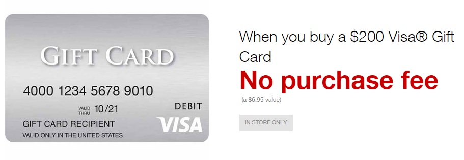  Visa $200 Gift Card (plus $6.95 Purchase Fee) : Gift Cards