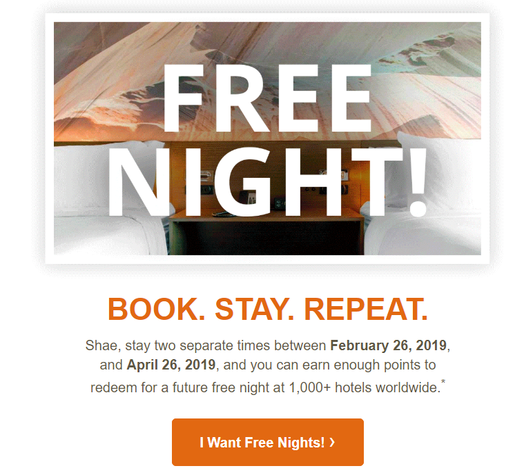 (EXPIRED) Free night (8K points) after 2 stays w/ Choice Hotels