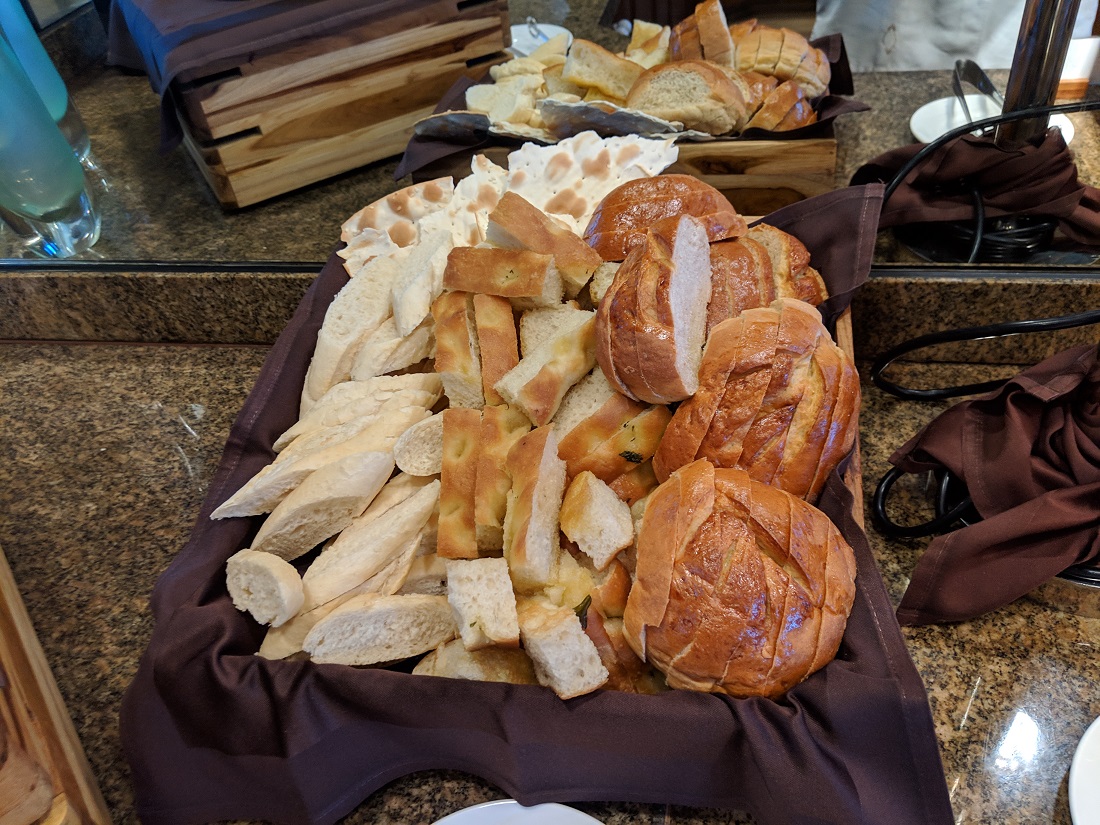 a tray of bread on a counter
