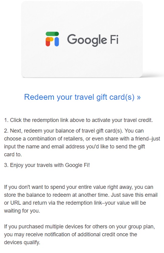 a screenshot of a travel gift card