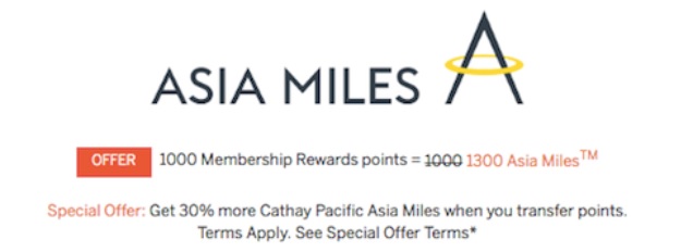 Asia Miles Membership Rewards Transfer Bonus