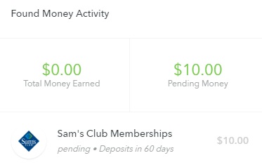Sam's Club Acorns Found Money Tracking