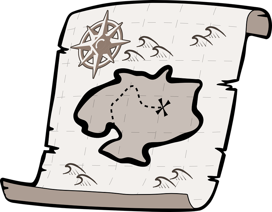 a map with a compass and a map