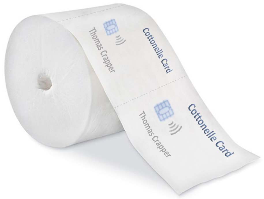 a roll of toilet paper with labels