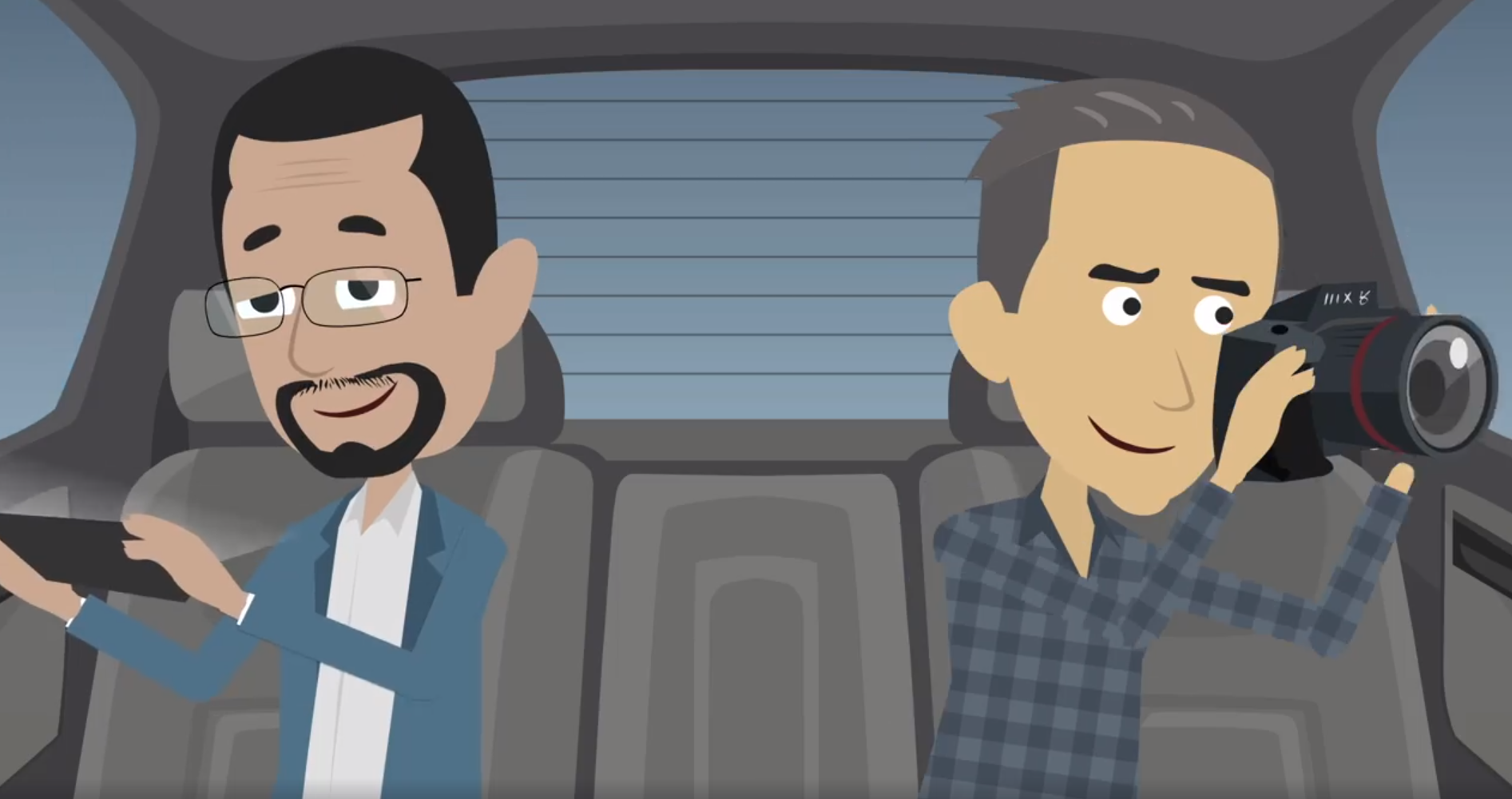 cartoon of men in a car