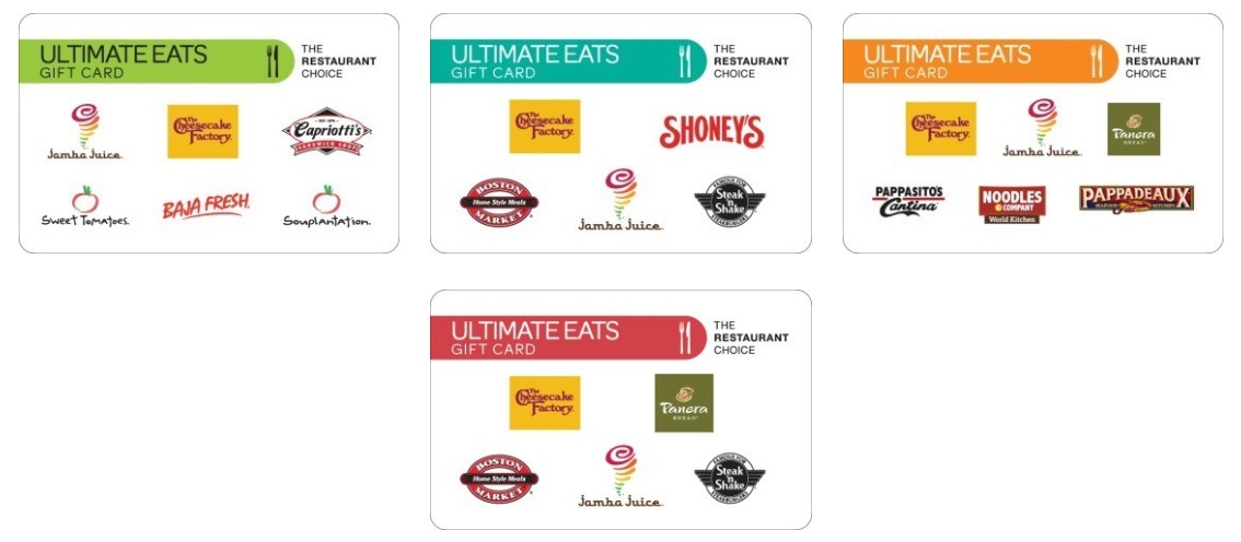 a collection of logos on a gift card