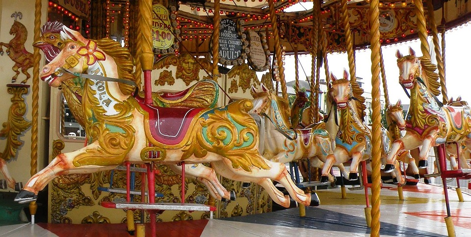 a merry go round with horses