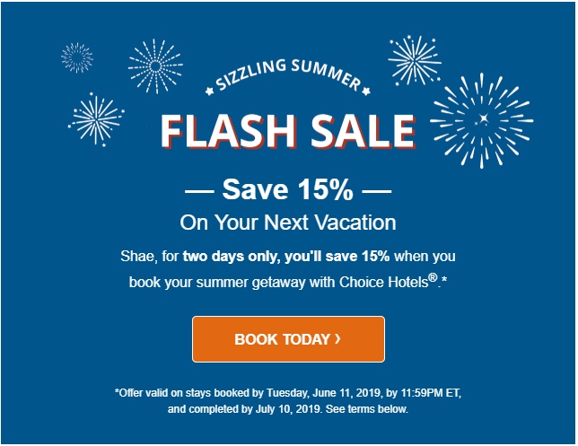Choice Hotels 15% Off Flash Sale