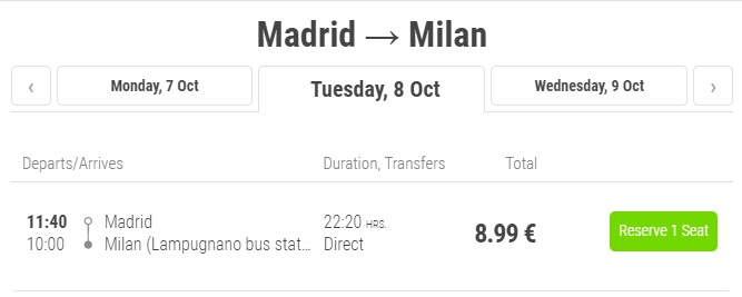 Flixbus Madrid-Milan