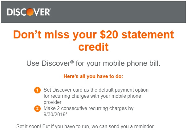Discover $20 Cell Phone Bill