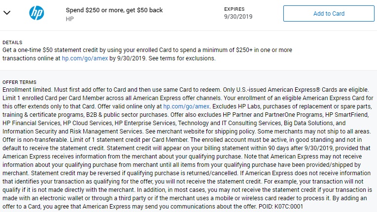 HP Amex Offer