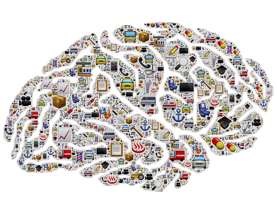 a brain made out of different icons