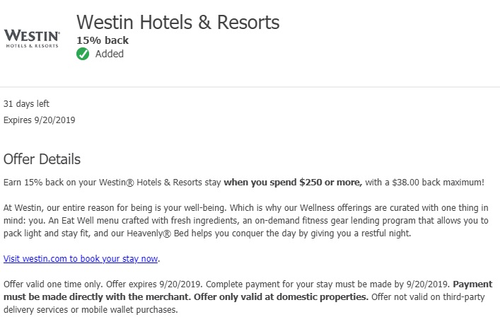 Westin Chase Offer