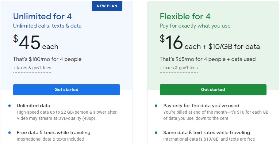Google Fi Unlimited Plans