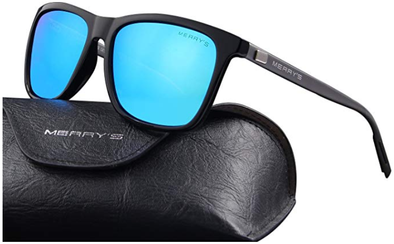 a pair of sunglasses with blue lenses