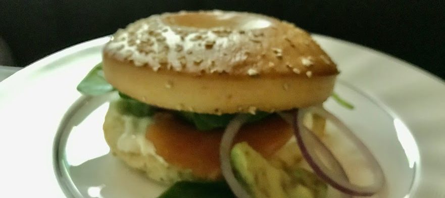 a bagel sandwich on a plate