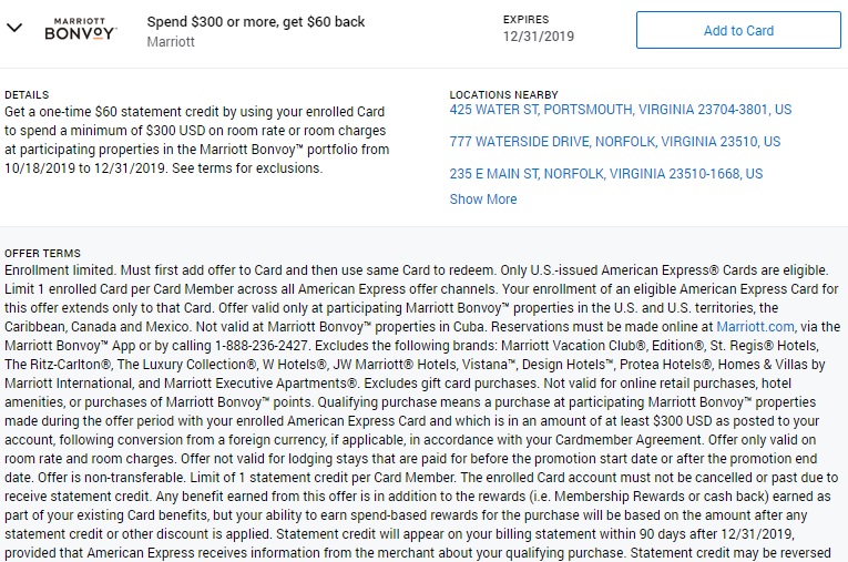 Marriott Amex Offer Spend $300 Get $60 Back