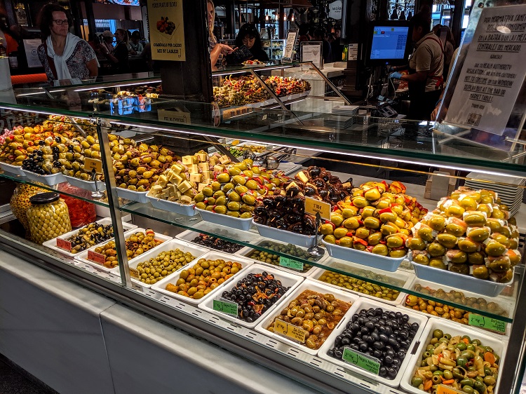 Olives in Mercado de San Miguel in Madrid