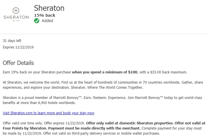 Sheraton Chase Offer