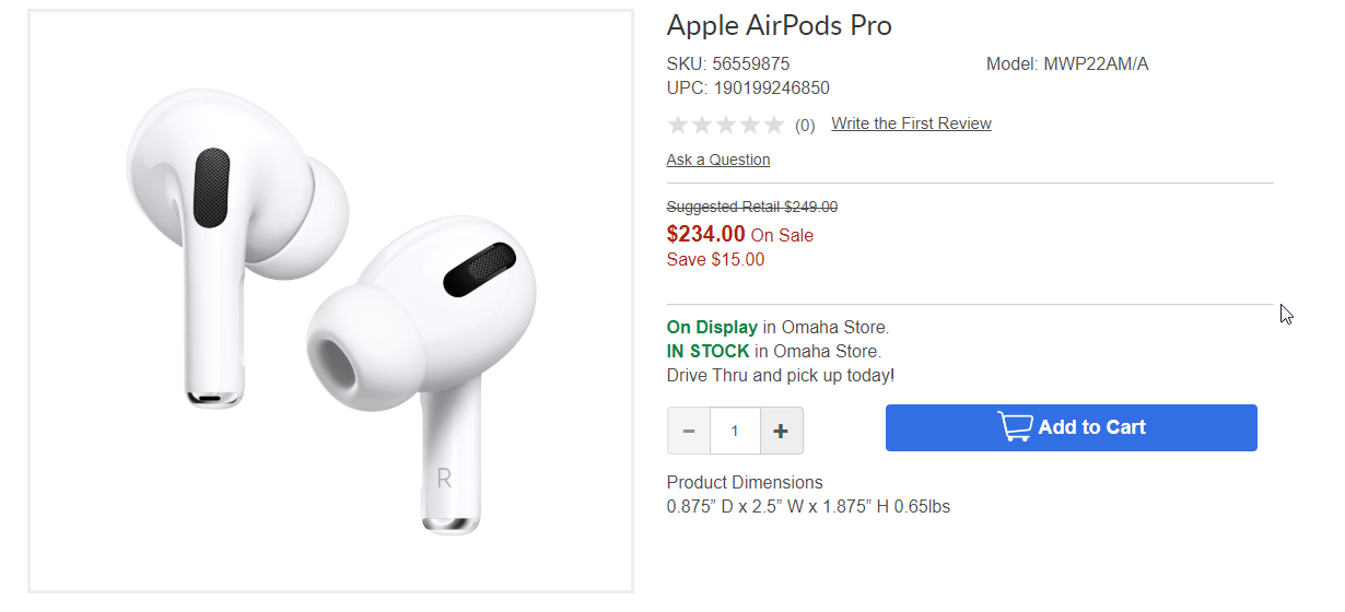 Update: Only available regionally] Apple AirPods Pro: $209 at 