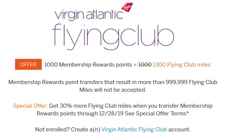 Amex Virgin Atlantic Transfer Bonus