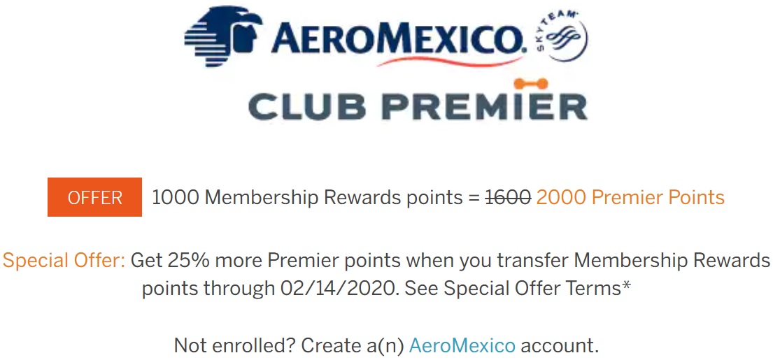 Amex transfer bonus AeroMexico