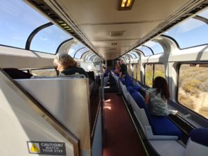 people on a train with people on seats