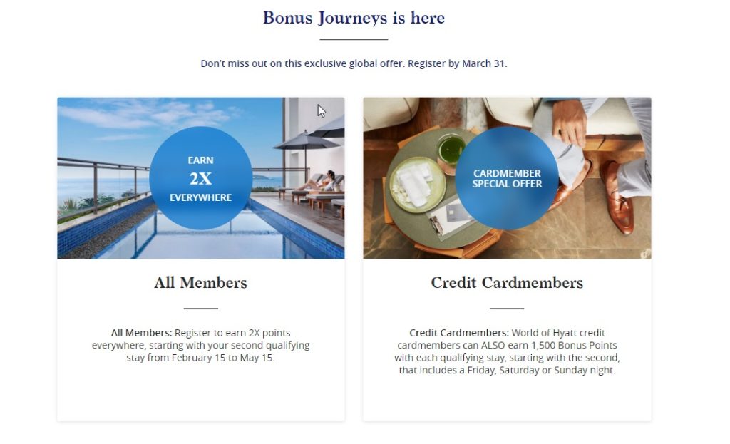 (EXPIRED) World of Hyatt Q1 2020 promo 2x points + 1500 bonus points