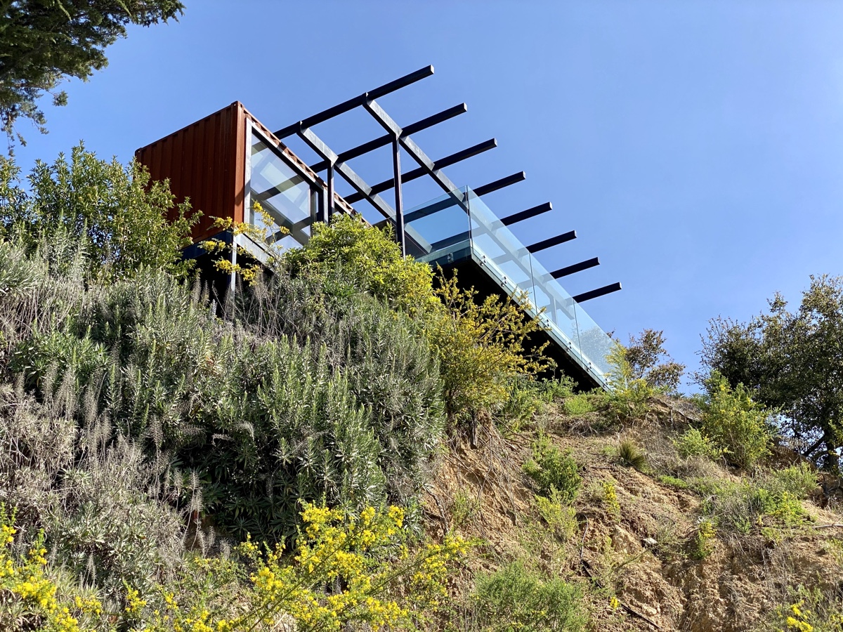 a container house on a hill