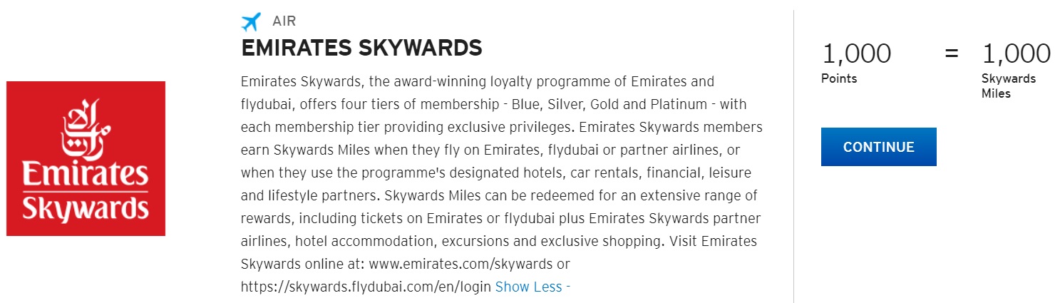 Citi Emirates Transfer Ratio