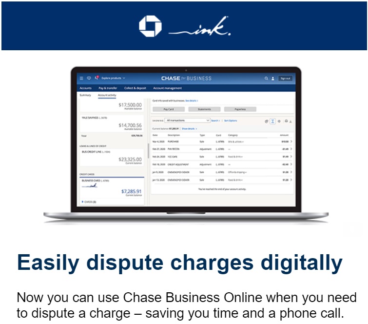 chase credit card dispute