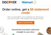 Discover Walmart $5 Statement Credit