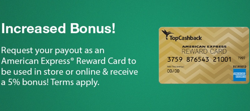 TopCashback American Express Gift Card 5% Bonus