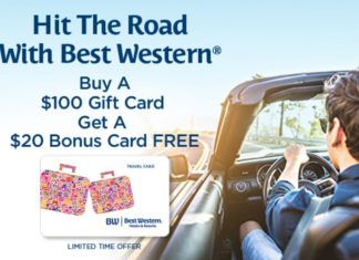 Best Western Buy $100 Gift Card Get $20 Bonus Card Free